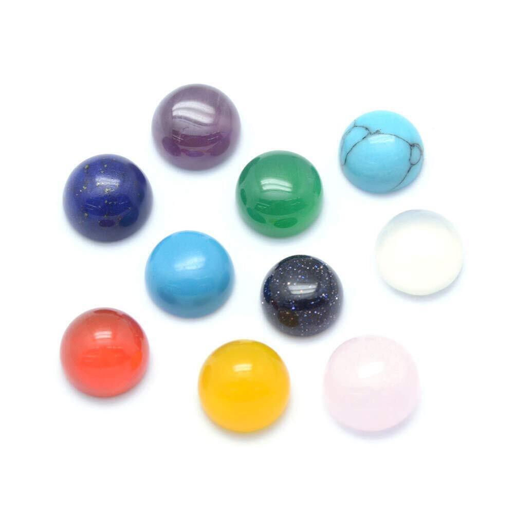 3664 100Pcs Cabochon Stone Half Round Beads 6mm Tiny Flat Back Gemstone